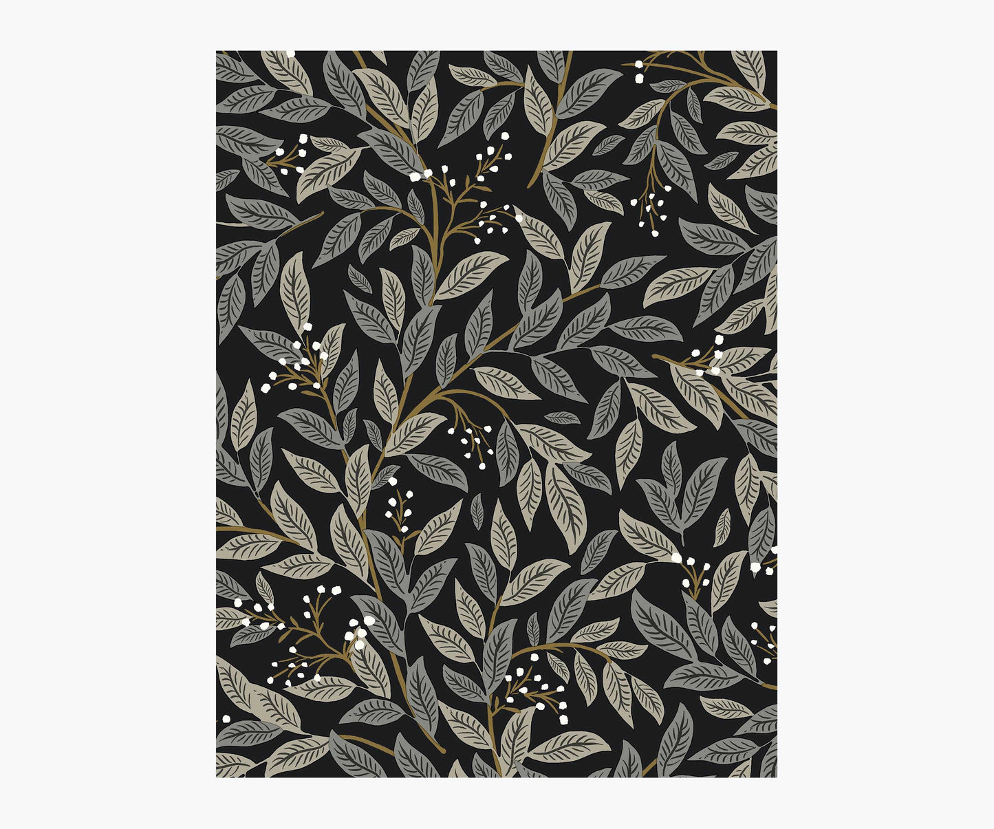 Willowberry Wallpaper Sample - Black - Peel and Stick Wallpaper