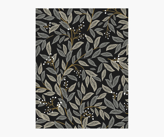 Willowberry Wallpaper Sample - Black - Peel and Stick Wallpaper