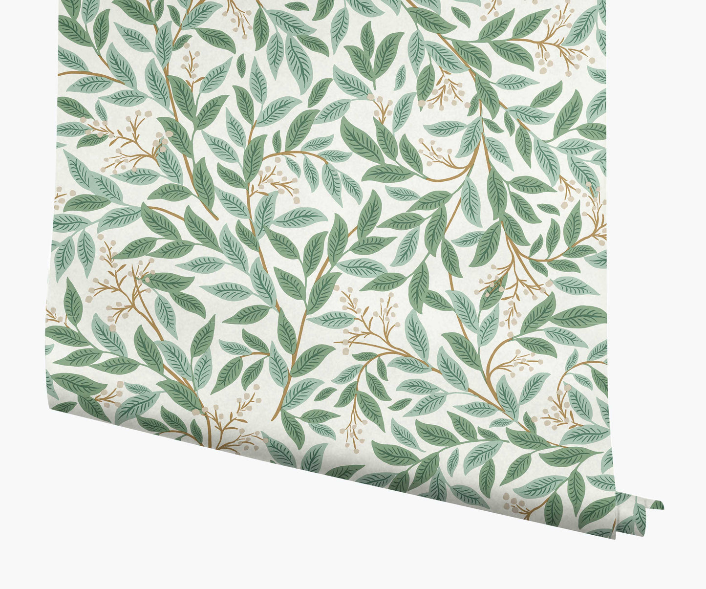 Willowberry Wallpaper - Emerald & White - Peel and Stick Wallpaper