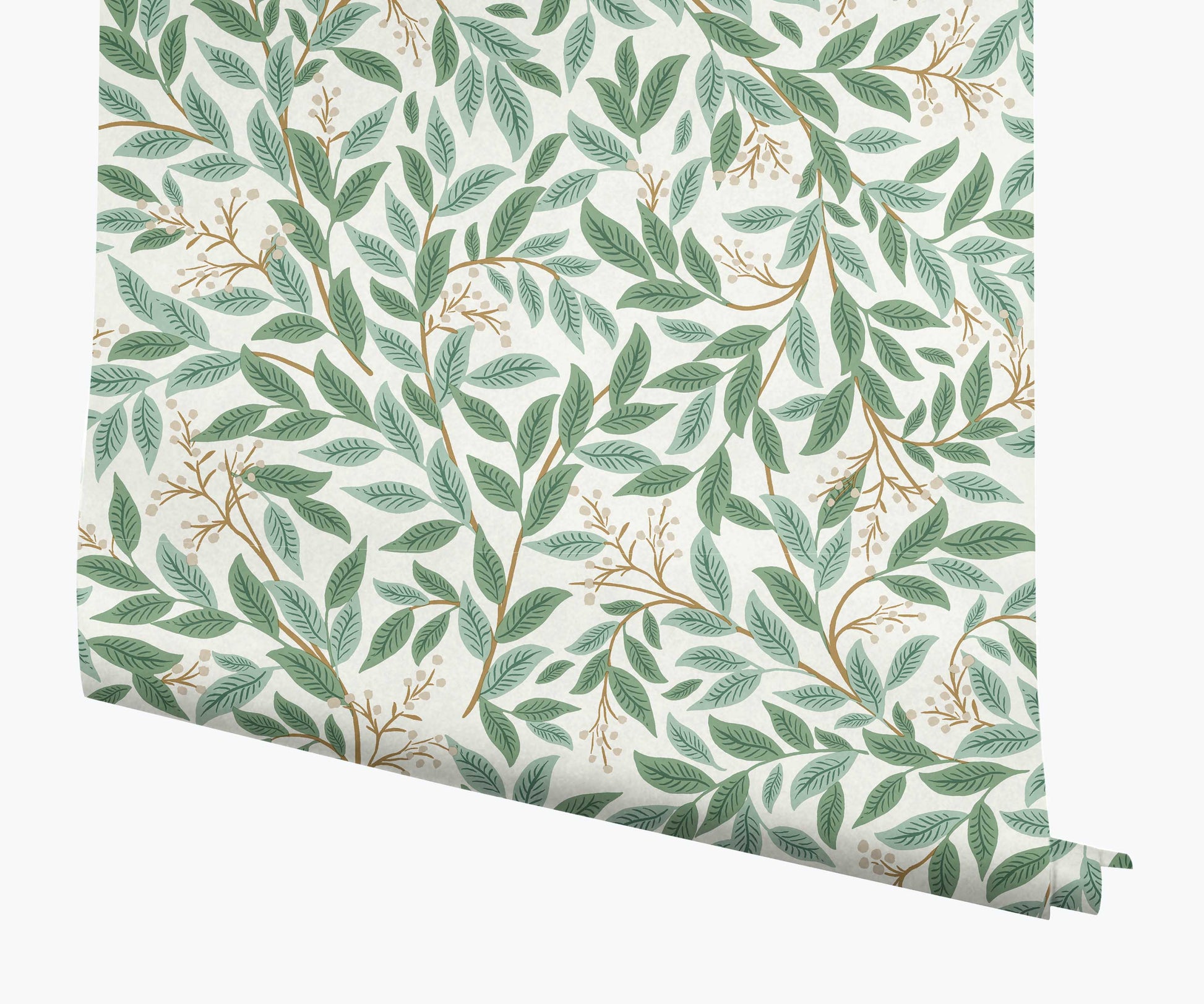 Willowberry Wallpaper - Emerald & White - Peel and Stick Wallpaper