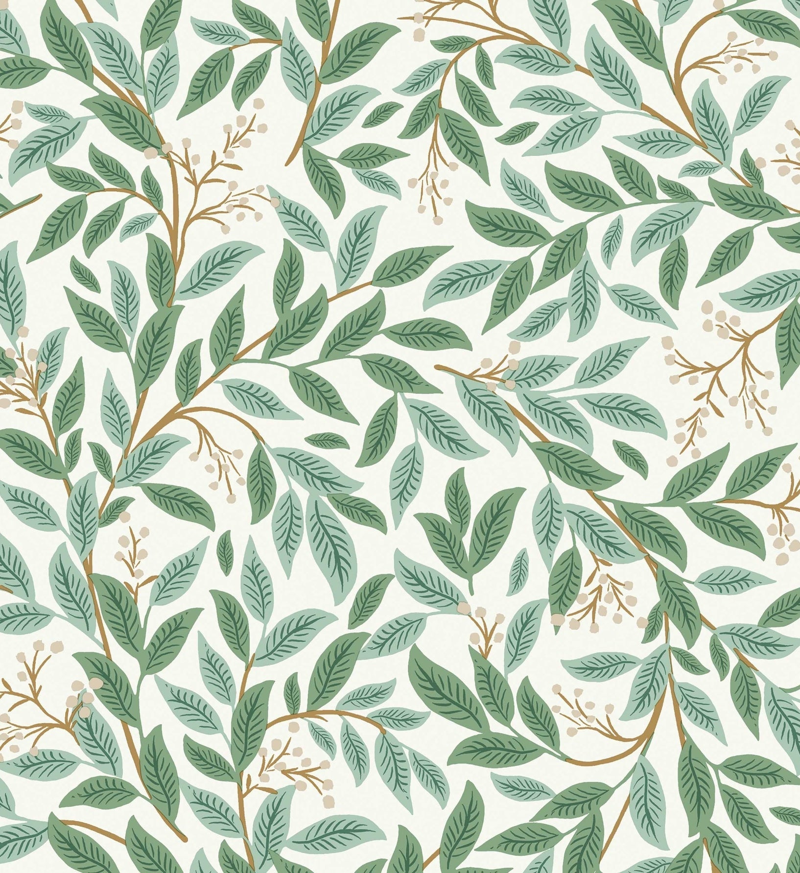 Willowberry Wallpaper - Emerald & White