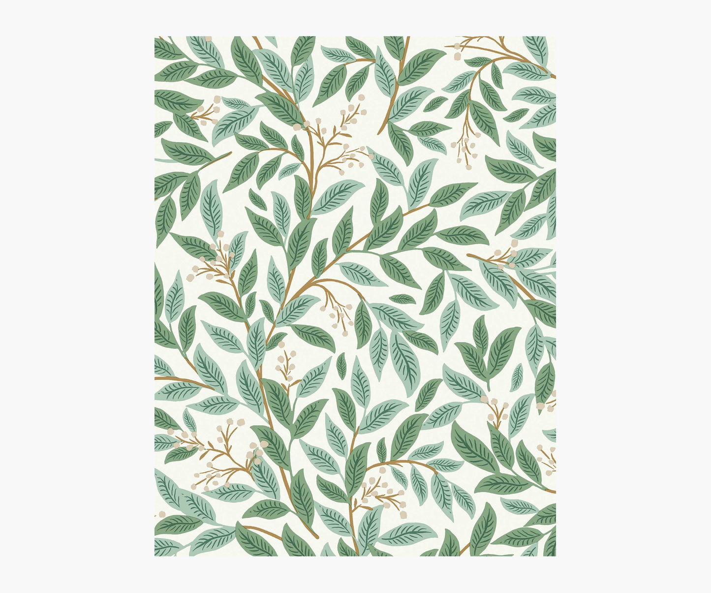 Willowberry Wallpaper Sample - Emerald & White - Peel and Stick Wallpaper
