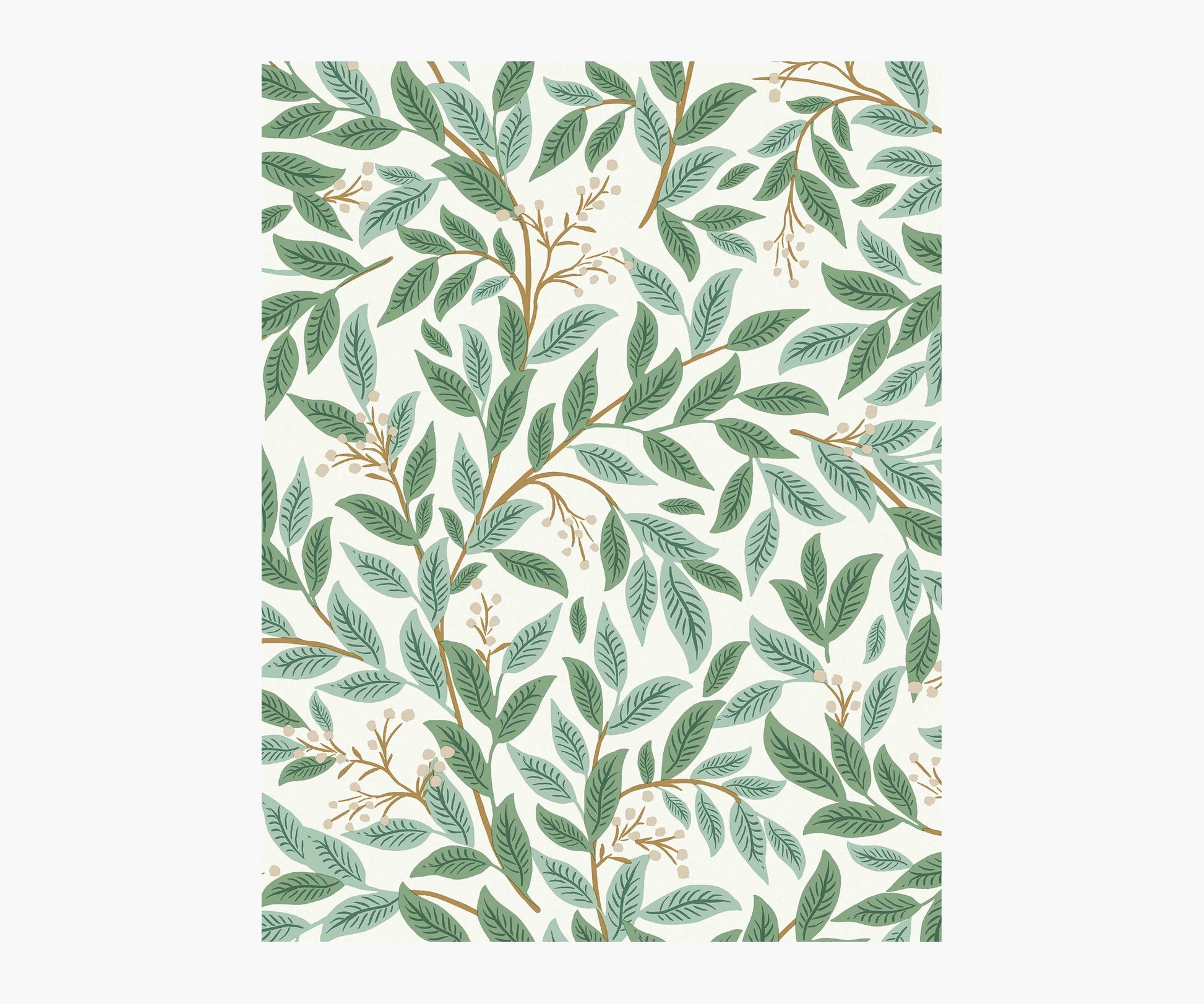 Willowberry Wallpaper Sample - Emerald & White - Peel and Stick Wallpaper