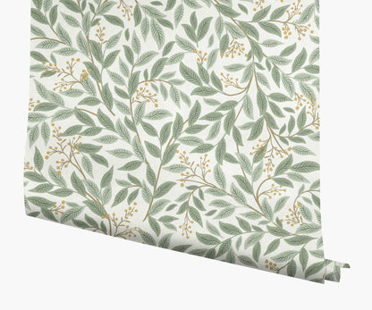 Willowberry Wallpaper - Sage & White - Peel and Stick Wallpaper