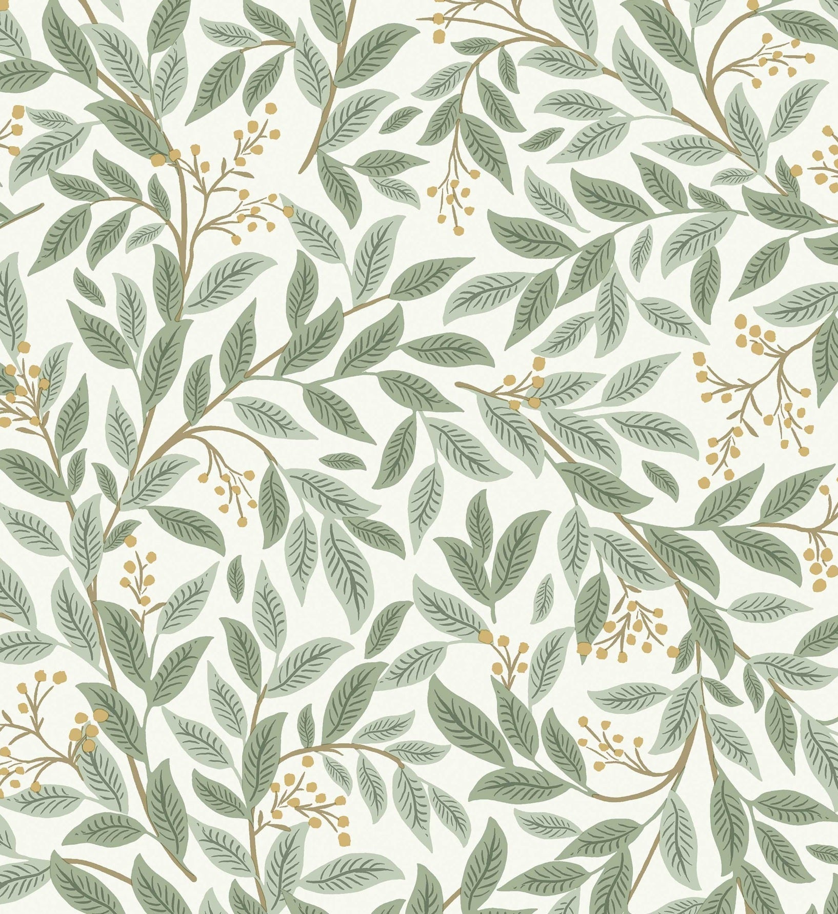 Willowberry Wallpaper - Sage & White