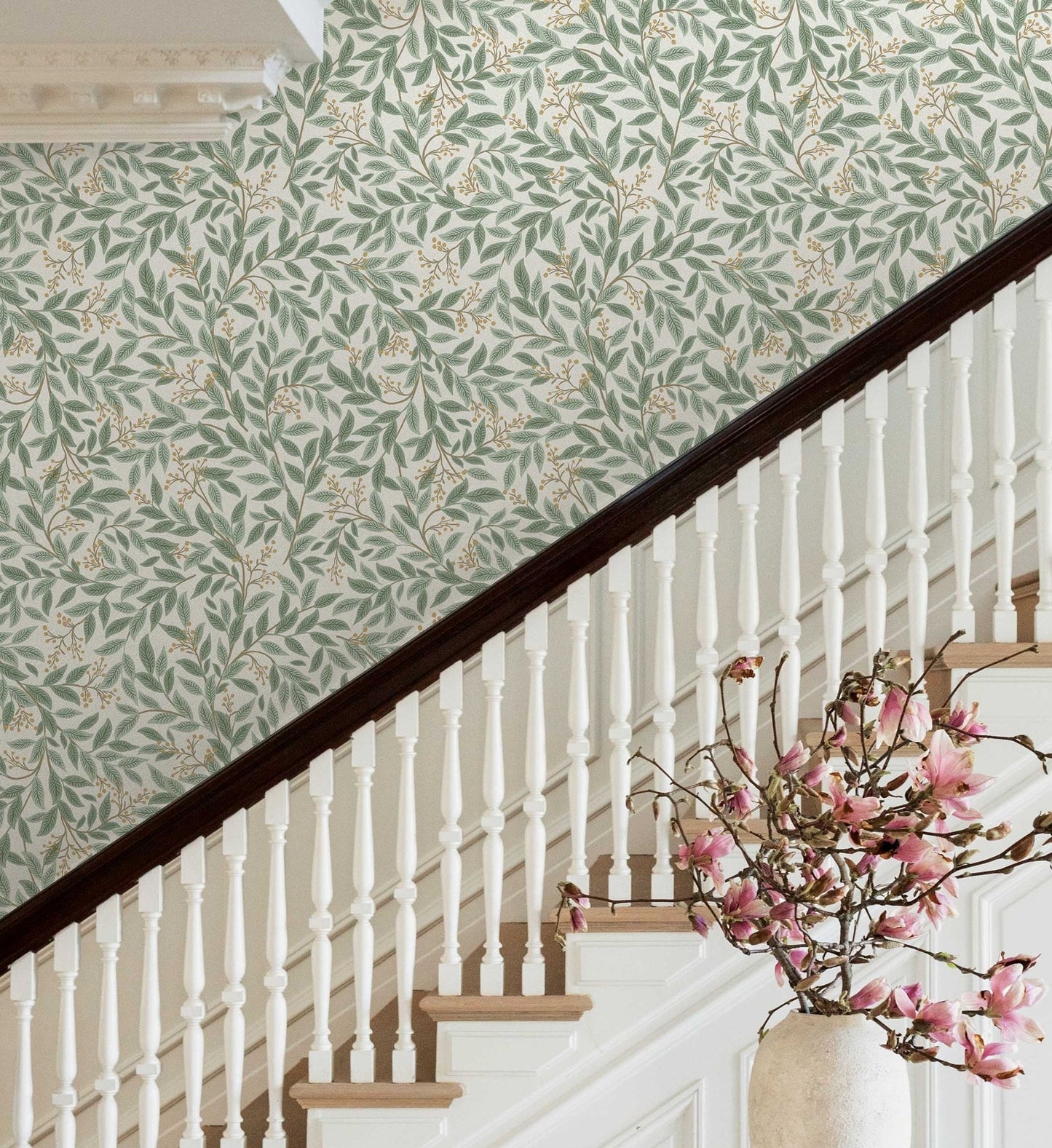 Willowberry Wallpaper - Sage & White