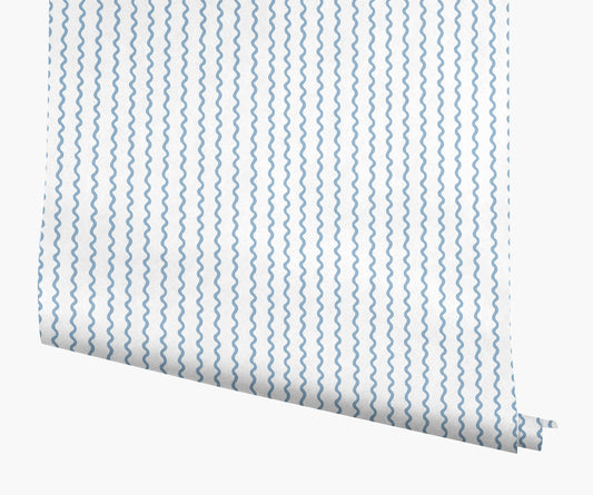 Rickrack Wallpaper - Blue - Peel and Stick Wallpaper