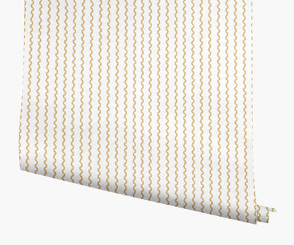 Rickrack Wallpaper - Metallic Gold - Peel and Stick Wallpaper