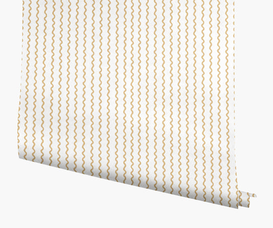 Rickrack Wallpaper - Metallic Gold - Peel and Stick Wallpaper