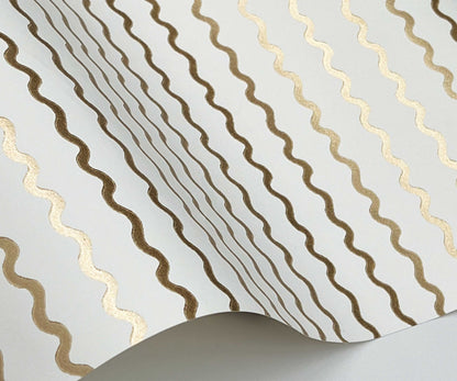 Rickrack Wallpaper - Metallic Gold