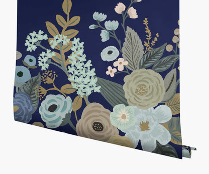 Garden Party Wallpaper Mural - Navy - Peel and Stick Wallpaper