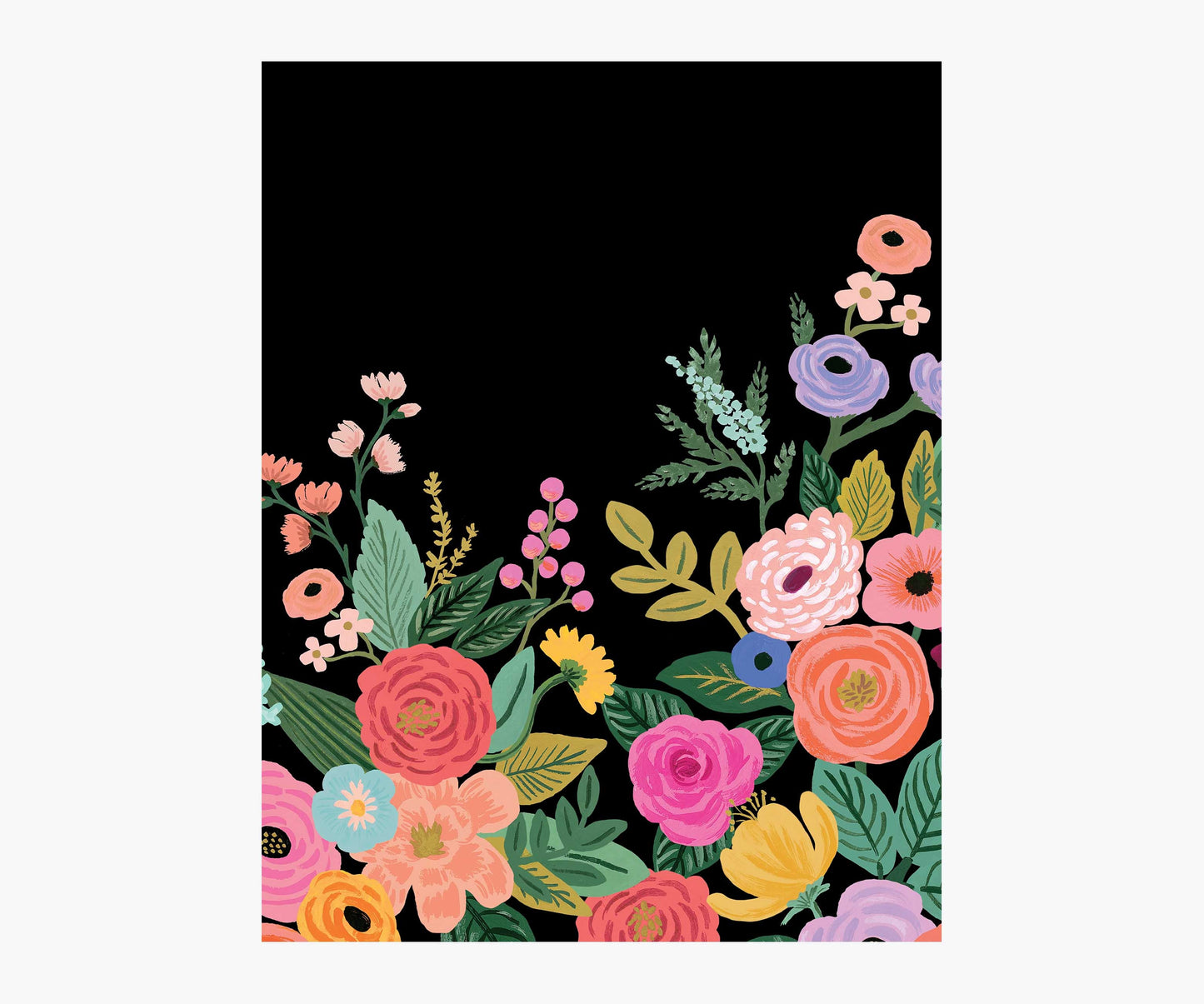 Garden Party Wallpaper Mural Sample - Black - Peel and Stick Wallpaper