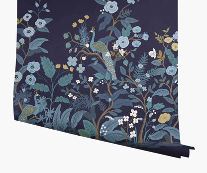 Peacock Wallpaper Mural - Navy - Peel and Stick Wallpaper