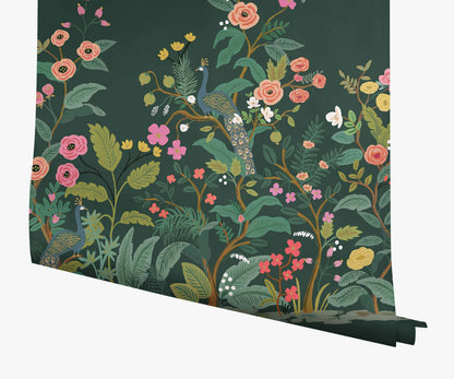 Peacock Wallpaper Mural - Emerald - Peel and Stick Wallpaper