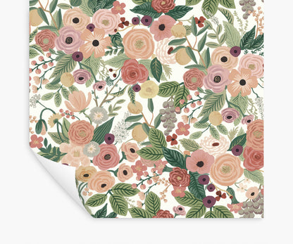 Garden Party Peel & Stick Wallpaper - Burgundy Multi - Peel and Stick Wallpaper