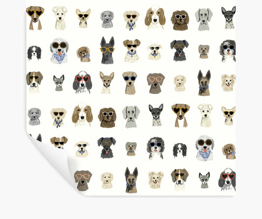 Dog Days Peel & Stick Wallpaper - White Multi - Peel and Stick Wallpaper