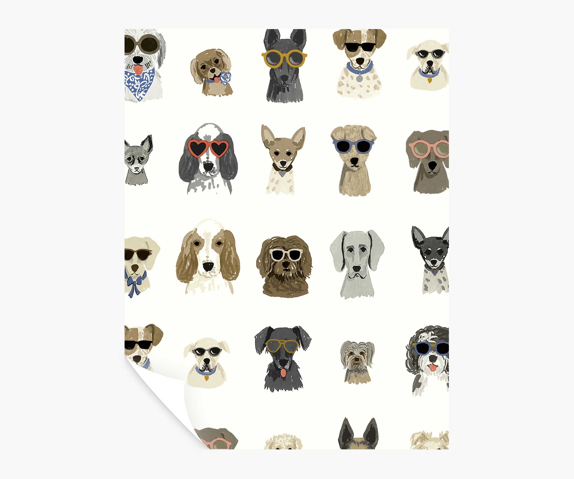 Dog Days Peel & Stick Wallpaper Sample - White Multi - Peel and Stick Wallpaper