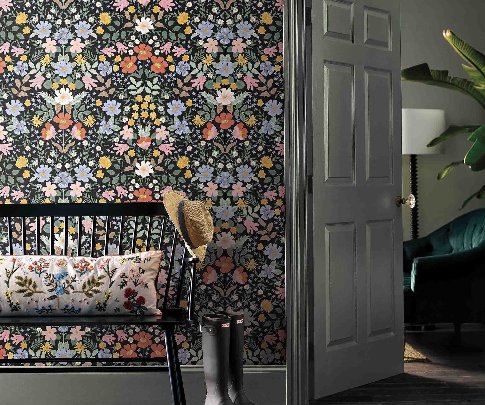 Bramble Garden Peel & Stick Wallpaper Sample - Black