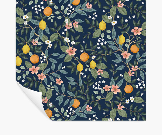 Citrus Grove Peel & Stick Wallpaper - Navy - Peel and Stick Wallpaper