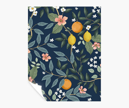 Citrus Grove Peel & Stick Wallpaper Sample - Navy - Peel and Stick Wallpaper