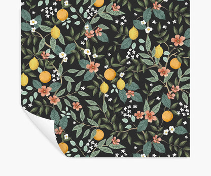 Citrus Grove Peel & Stick Wallpaper - Black - Peel and Stick Wallpaper