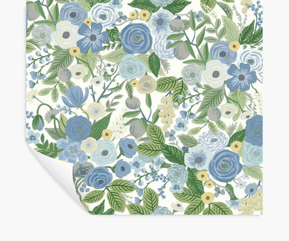 Garden Party Peel & Stick Wallpaper - Blue & Green - Peel and Stick Wallpaper