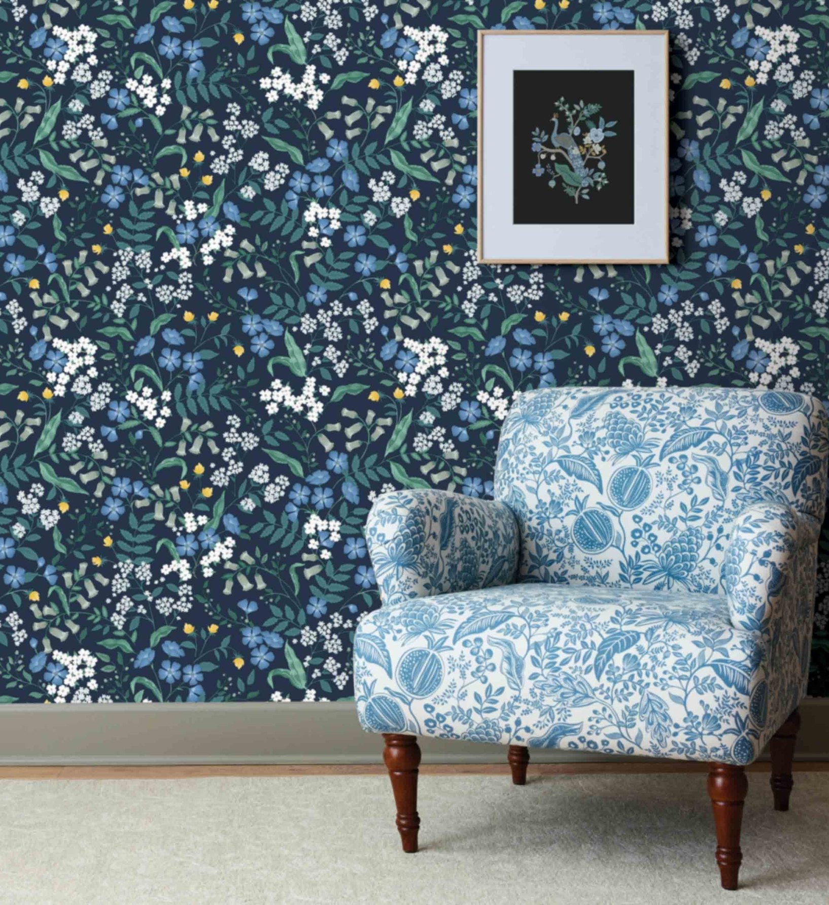 Sweetbrier Peel & Stick Wallpaper - Navy