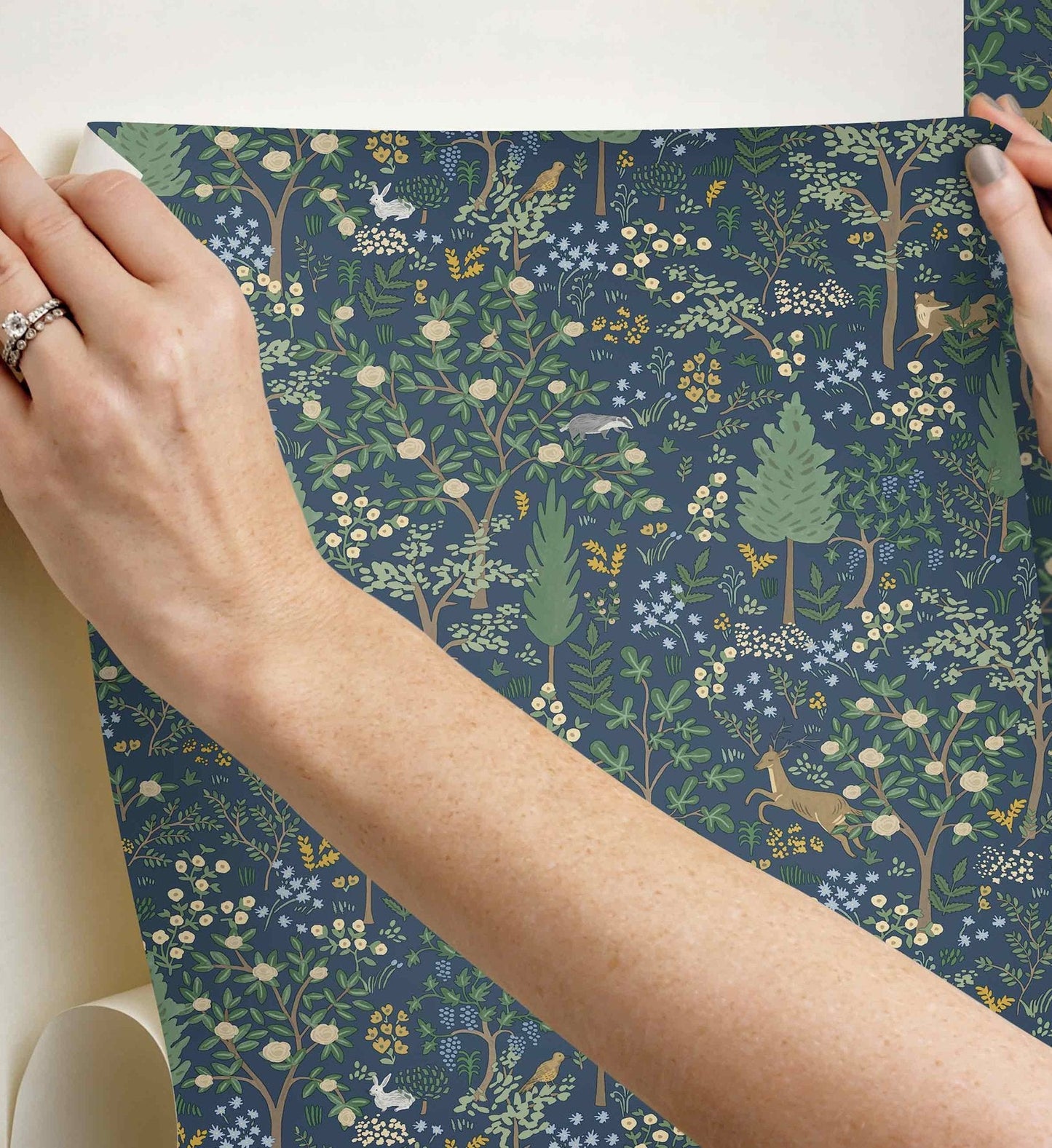Woodland Peel & Stick Wallpaper - Navy