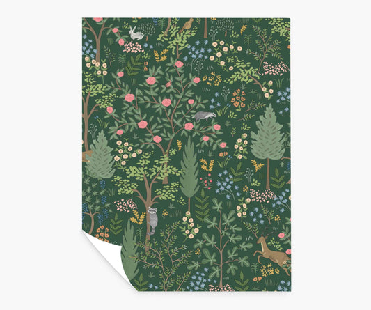 Woodland Peel & Stick Wallpaper Sample - Emerald - Peel and Stick Wallpaper